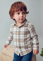 Cargar imagen en el visor de la galería, Conjunto Camisa Cuadros Pantalón Mostaza