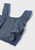 Cargar imagen en el visor de la galería, Conjunto Blusa y Pantalón Lino Azul