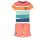 Cargar imagen en el visor de la galería, Conjunto Camiseta Rayas Short Naranja