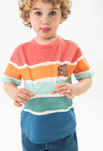 Cargar imagen en el visor de la galería, Conjunto Camiseta Rayas Short Naranja