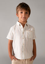 Cargar imagen en el visor de la galería, Conjunto Camisa Rayas Short Beige