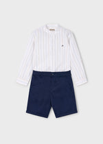 Cargar imagen en el visor de la galería, Conjunto Camisa Rayas Short Marino