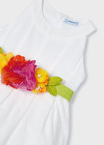 Cargar imagen en el visor de la galería, Vestido Blanco Cinto Flores con Diadema