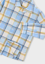 Cargar imagen en el visor de la galería, Conjunto Camisa Azul Pantalón Topo