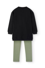 Cargar imagen en el visor de la galería, Conjunto Sudadera Negra Flores Leggings