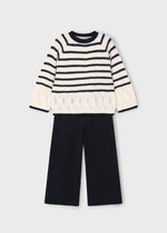 Cargar imagen en el visor de la galería, Conjunto Suéter Rayas Pantalón Negro