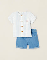 Cargar imagen en el visor de la galería, Conjunto Camisa Rayas Short Azul