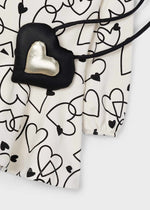 Cargar imagen en el visor de la galería, Vestido Beige Corazones con Bolso