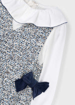 Cargar imagen en el visor de la galería, Vestido Tweed Azul Moños