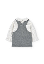Cargar imagen en el visor de la galería, Conjunto Vestido Gris Moño Blusa Lunares