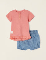 Cargar imagen en el visor de la galería, Conjunto Camiseta Rosa Short Flores