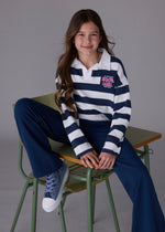 Cargar imagen en el visor de la galería, Conjunto Polo Rayas Pantalón Azul