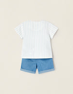 Cargar imagen en el visor de la galería, Conjunto Camisa Rayas Short Azul
