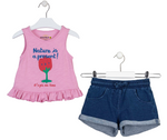 Cargar imagen en el visor de la galería, Conjunto Camiseta Rosa Short Mezclilla