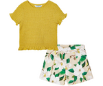 Cargar imagen en el visor de la galería, Conjunto Blusa Smock Amarilla Short Flores