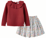 Cargar imagen en el visor de la galería, Conjunto Suéter Rojo Falda Flores