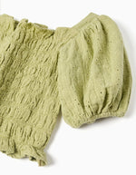 Cargar imagen en el visor de la galería, Conjunto Blusa Verde Falda Blanca