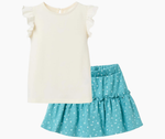 Cargar imagen en el visor de la galería, Conjunto Camiseta Beige Falda Verde
