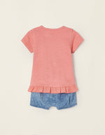 Cargar imagen en el visor de la galería, Conjunto Camiseta Rosa Short Flores