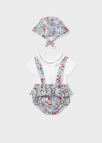 Cargar imagen en el visor de la galería, Conjunto Vestido Flores Camiseta y Gorrito