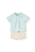 Cargar imagen en el visor de la galería, Conjunto Camisa Cuadros Short Khaki