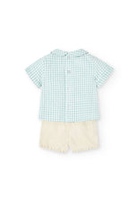 Cargar imagen en el visor de la galería, Conjunto Camisa Cuadros Short Khaki