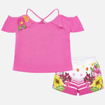 Cargar imagen en el visor de la galería, Conjunto Blusa Rosa Short Flores
