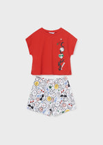 Cargar imagen en el visor de la galería, Conjunto Camiseta Roja Short Caritas