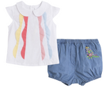 Cargar imagen en el visor de la galería, Conjunto Blusa Colores Short Mezclilla Flores