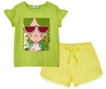 Cargar imagen en el visor de la galería, Conjunto Camiseta Verde Lentejuela Short Amarillo