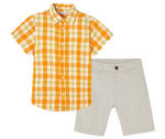 Cargar imagen en el visor de la galería, Conjunto Camisa Naranja Short Piedra