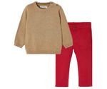 Cargar imagen en el visor de la galería, Conjunto Suéter Camel Pantalón Rojo