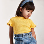 Cargar imagen en el visor de la galería, Conjunto Blusa Smock Amarilla Short Flores