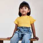 Cargar imagen en el visor de la galería, Conjunto Blusa Smock Amarilla Short Flores