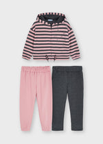 Cargar imagen en el visor de la galería, Conjunto Sudadera Rayas Rosa 2 Pantalones