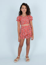 Cargar imagen en el visor de la galería, Conjunto Blusa y Falda Rojo Flores