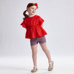 Cargar imagen en el visor de la galería, Conjunto Blusa Roja Short Estampado