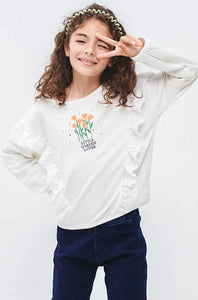 Sudadera Blanca Flores