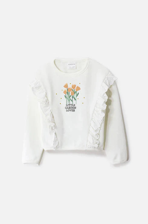 Sudadera Blanca Flores