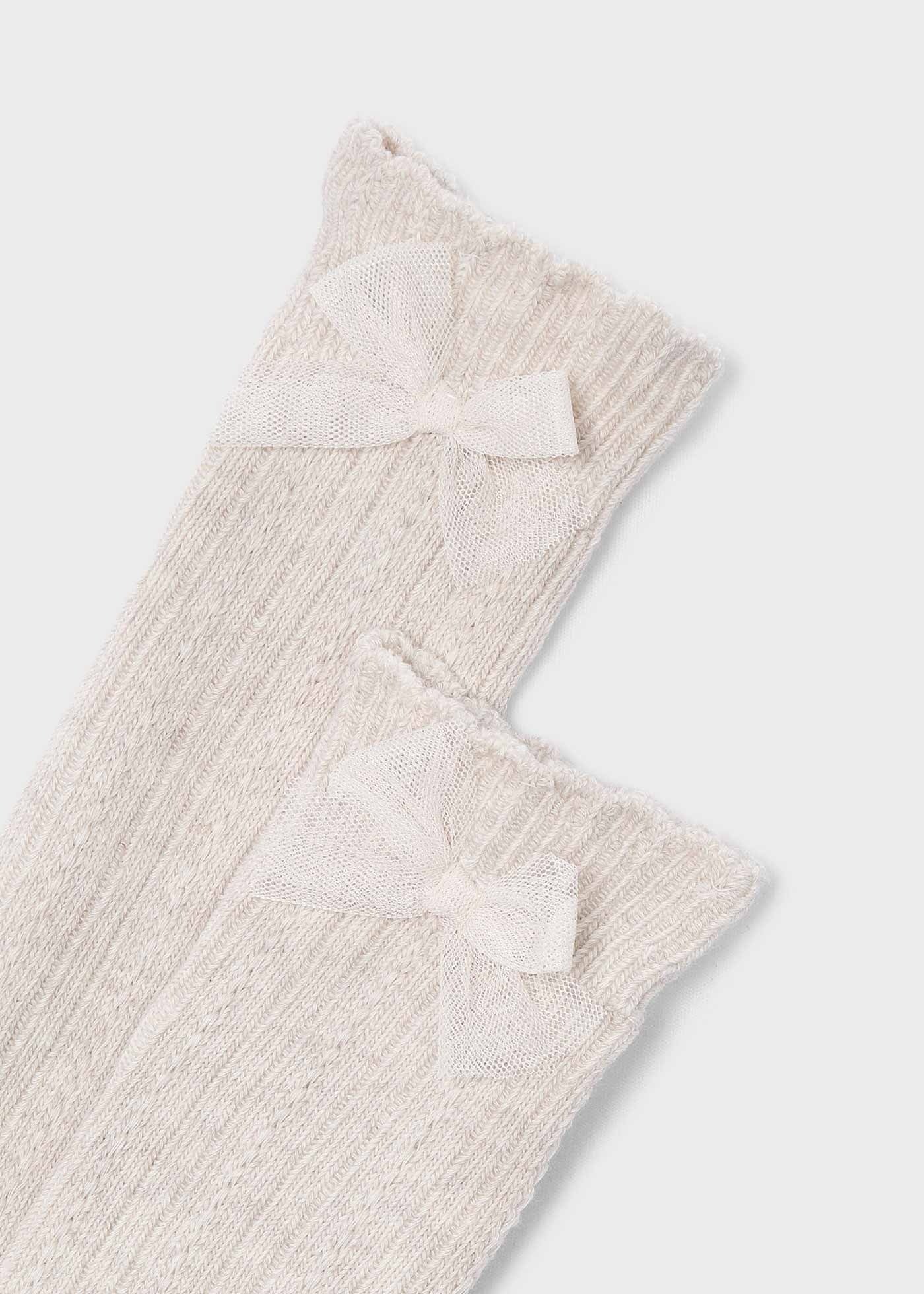 Calceta Alta Moño Beige