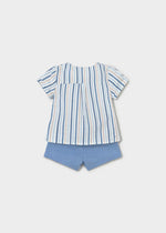 Cargar imagen en el visor de la galería, Conjunto Camisa Rayas Short Azul

