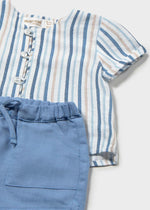 Cargar imagen en el visor de la galería, Conjunto Camisa Rayas Short Azul
