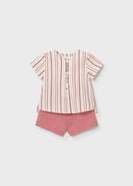 Cargar imagen en el visor de la galería, Conjunto Camisa Rayas Short Terracota
