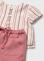 Cargar imagen en el visor de la galería, Conjunto Camisa Rayas Short Terracota
