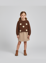 Cargar imagen en el visor de la galería, Conjunto Suéter Flores Café Falda Tejida
