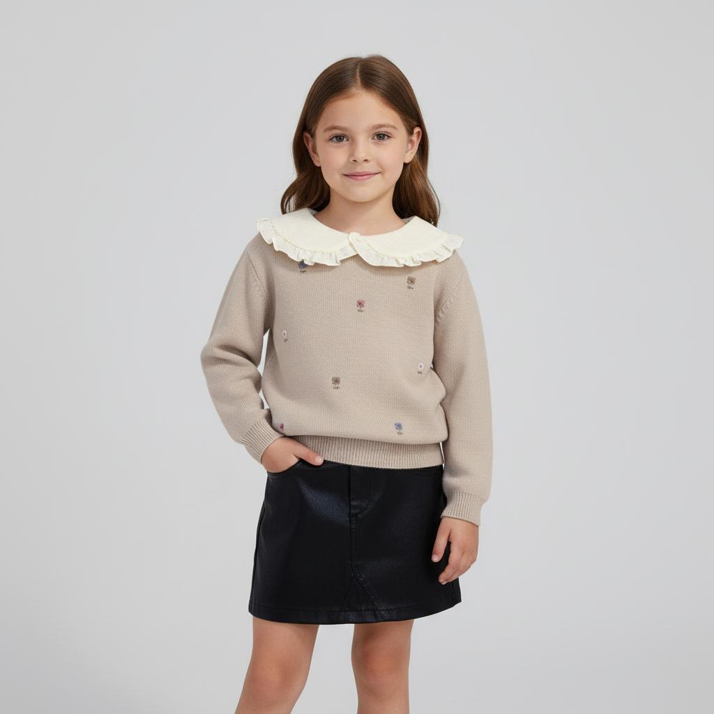 Conjunto Suéter Cuello Falda Rosa