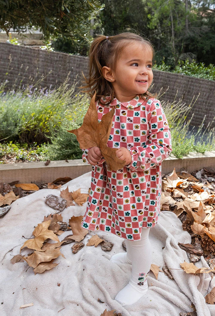 Vestido Cuadros Rosa Pana