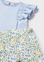 Cargar imagen en el visor de la galería, Conjunto Camiseta Azul Leggings Flores
