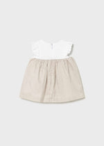 Cargar imagen en el visor de la galería, Vestido Beige Cinto Rosa
