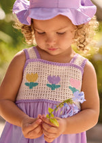 Cargar imagen en el visor de la galería, Vestido Lila Crochet Tulipanes

